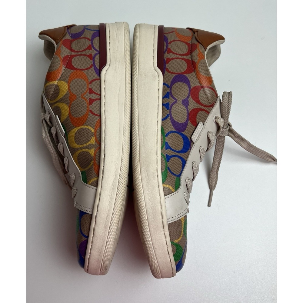 Coach Lowline  Sneaker‎ Woman Size 9B G5169 Tan Rainbow Signature Canvas - Picture 7 of 11
